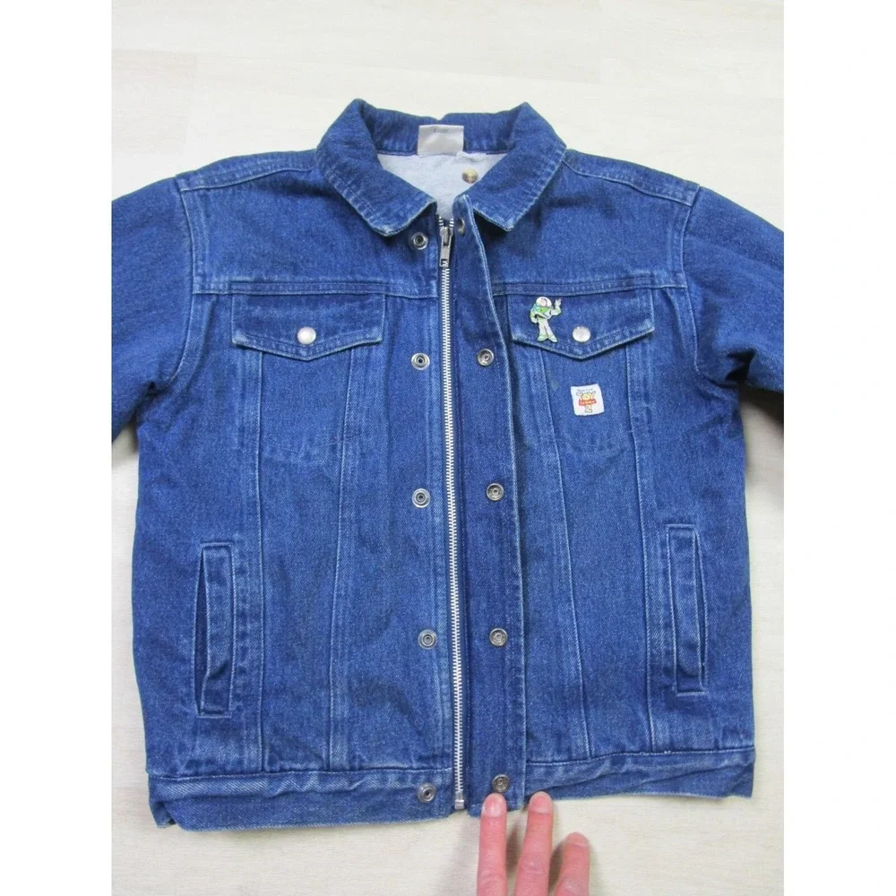 Vintage‎ Disney Store Toy Story Jean Jacket Kids (L) Embroidered Movie w/Pinback